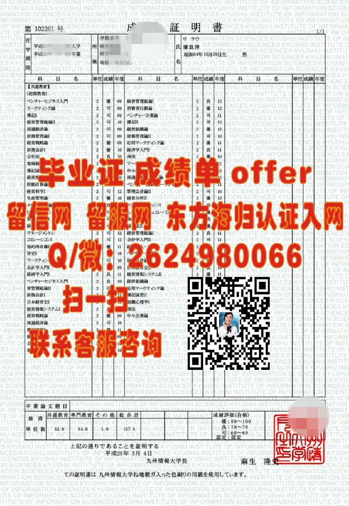 日本千叶大学大学院研究生毕业证海外大学毕业证|文凭|成绩单|学位证书模板图片样本